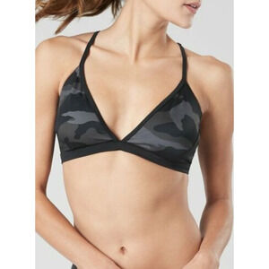 Athleta XS Freestyle Camo Bikini top black neon swim bathing suit bra top strap